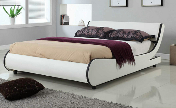 Tapicerowana rama łóżka Curve King Size Biała PU 140x200CM