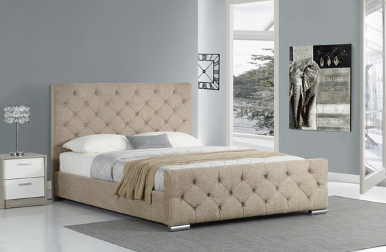 Tkanina w rozmiarze king size Velvet Prosta nowoczesna drewniana rama łóżka tapicerowanego