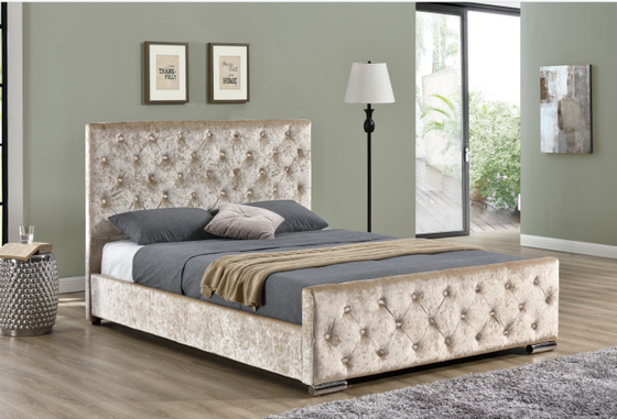Tkanina w rozmiarze king size Velvet Prosta nowoczesna drewniana rama łóżka tapicerowanego