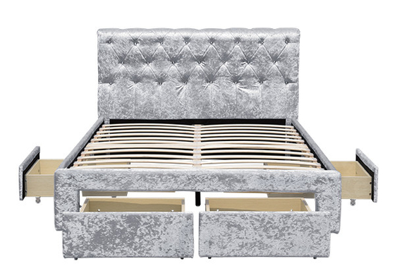 Rama łóżka Torver Charcoal Plush Velvet - Wybierz opcje rozmiaru i koloru