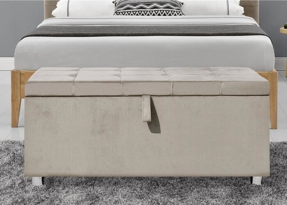 Chesterfiled Grey Ottoman Schowek Zmiażdżona Aksamitna Ławka Zabawkowa Pluszowa Miękka