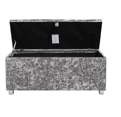 Składane pudełko do przechowywania otomana Crush Diamond Silver Crushed Velvet Ottoman