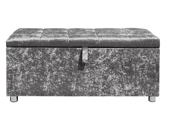 Składane pudełko do przechowywania otomana Crush Diamond Silver Crushed Velvet Ottoman
